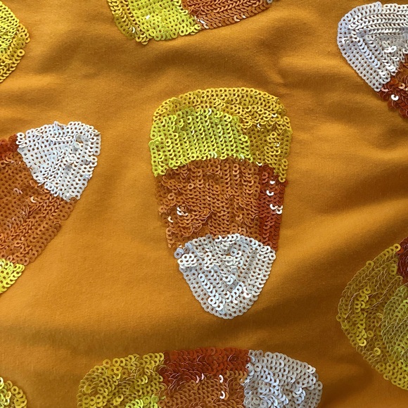 Queen of Sparkles Candy Corn Top Halloween Sequins Sm - Picture 9 of 9